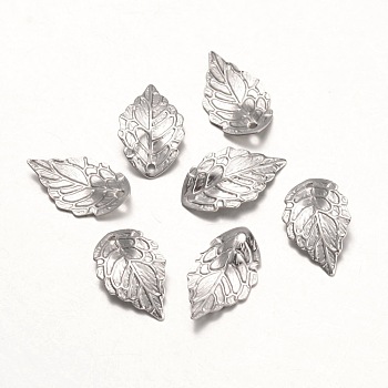 316 Surgical Stainless Steel Pendants, Leaf, Stainless Steel Color, 17.5x10x0.5mm, Hole: 1mm