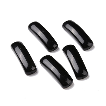 Natural Obsidian Connector Charms, Curved Tube, Arch, 36~37x10.5~11x5.5~6mm, Hole: 1.2mm