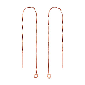 Eco-Friendly Brass Stud Earring Findings, with Loop, Ear Threads, Rack Plating & Long-Lasting Plated, Lead Free & Nickel Free, Real Rose Gold Plated, 10x0.06cm, Hole: 2mm, Pin: 0.7mm