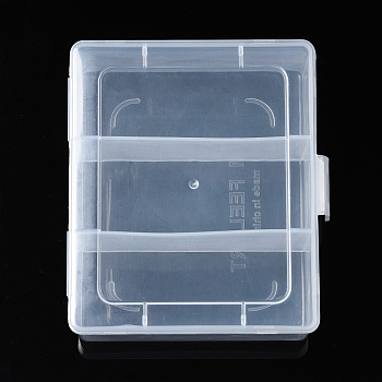 Rectangle Polypropylene(PP) Bead Storage Containers, with Hinged Lid and 3 Grids, for Jewelry Small Accessories, Clear, 11.65x9.7x4.3cm, Compartment: 91x36mm