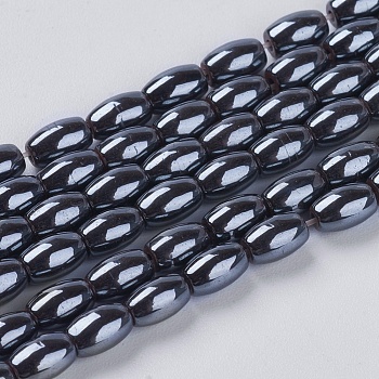 Non-Magnetic Synthetic Hematite Beads, Oval, Black, 5x3mm, Hole: 0.8mm, about 82pcs/strand