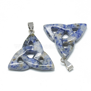 Stainless Steel Color Triangle Blue Spot Stone Pendants