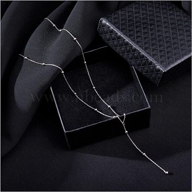 Rhodium Plated 925 Sterling Silver Y Chain Necklace for Women 18K Gold Plated Round Beads Long Dainty Y-Shaped Necklace Jewelry Gift for Women(JN1095A)-5