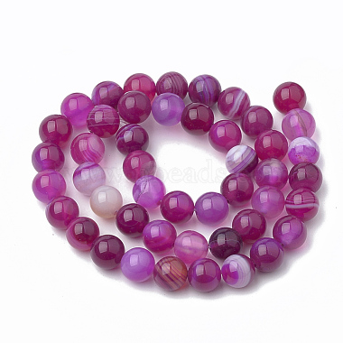 Dyed Natural Striped Agate/Banded Agate Round Bead Strands(X-G-R342-6mm-04)-2