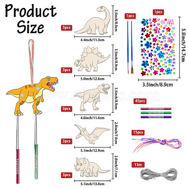 Kit de fabrication de carillon à vent en bois de dinosaure bricolage(DIY-WH0600-001)-2
