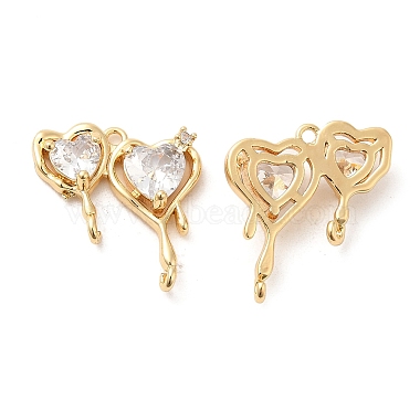 Real 18K Gold Plated Clear Heart Brass Links