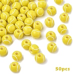 50Pcs Tennis Opaque Acrylic Beads, Sports Beads, Yellow, 12mm, Hole: 4mm(SACR-YW0002-02)
