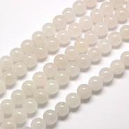 Natural Malaysia Jade Bead Strands, Dyed, Round Beads, White, 6mm, Hole: 1mm, about 64pcs/strand, 15 inch(G-M101-6mm-09)