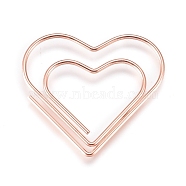 Heart Shape Iron Paperclips, Cute Paper Clips, Funny Bookmark Marking Clips, Rose Gold, 27x29.5x1mm(TOOL-L008-001B)