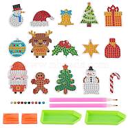 2 Sets 2 Style Christmas Theme DIY Diamond Painting Stickers Kits for Kids, with Rhinestones and Diamond Painting Tools, Mixed Color, 1 set/style(DIY-SZ0003-42)