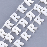 Natural Freshwater Shell Beads, Top Drilled Beads, White, Letter.R, 10x7.5x3mm, Hole: 0.8mm(SHEL-T012-59R)