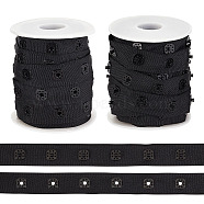 10 Yards Plastic Snap Button Tape Trim Polyester Ribbons, Sewing Snap Fastener Tape for Clothes, Flat, with 1Pc Plastic Empty Spools, Black, 3/4 inch(19mm)(DIY-OC0011-26A)