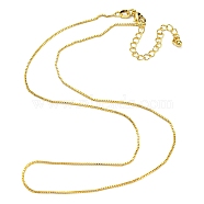 Long-Lasting Plated Brass Box Chain Necklaces for Women, Cadmium Free & Lead Free, Real 18K Gold Plated, 15.87 inch(40.3cm)(NJEW-G105-02G)