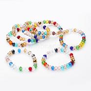 Faceted Glass Stretch Bracelets, Abacus, Mixed Color, 1-7/8 inch~2 inch(48~50mm)(BJEW-F235-03)