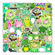 PVC Adhesive Stickers, for Suitcase, Skateboard, Refrigerator, Helmet, Mobile Phone Shell, Frog Pattern, 5~8x5~8cm, 50pcs/bag(STIC-PW0001-219E)