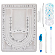 Beaded Necklace Making Tool Sets, Including Plastic Bead Design Boards, Clear Elastic Crystal Thread, Sewing Scissors, High Carbon Steel Big Eye Beading Needle, Iron Tweezers, Mixed Color(TOOL-SC0001-45)