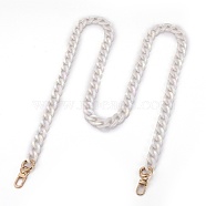 Opaque Acrylic Twist Chains Bag Handles, with Alloy Spring Gate Ring & Swivel Clasps, for Bag Straps Replacement Accessories, Golden, White, 118cm(AJEW-BA00077-01)