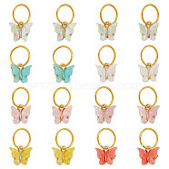 Alloy & Resin Board Shoe Charms, with Iron Jump Rings, Light Gold, Butterfly Charm, Mixed Color, 21mm, Hole: 11.6mm, 8 colors, 2pcs/color, 16pcs/set(PALLOY-PH01593)