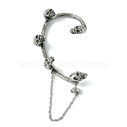 316 Surgical Stainless Steel Cuff Earrings, with Chain, Right, Skull, 80x39.5mm(EJEW-E300-15AS-02)