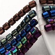 Electroplate Non-magnetic Synthetic Hematite Bead Strands, Column, Mixed Color, 6x6mm, Hole: 1mm, about 67pcs/strand, 15.7 inch(G-F300-28)