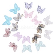 Nbeads 18pcs 9 style Lace Hair Barrettes, with Platinum Iron Alligator Hair Clip, Butterfly, Mixed Color, 2pcs/style(PHAR-NB0001-06)