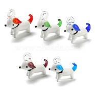 Handmade Lampwork Puppy Pendants, Cartoon Dog, Colorful, 34x30mm(X-LAMP-X262-M)