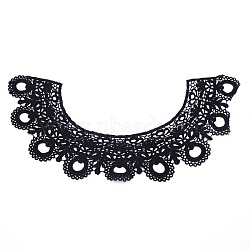 Milk Silk Embroidered Floral Lace Collar, Neckline Trim Clothes Sewing Applique Edge, Black, 187x440x1mm(DIY-WH0260-11B)