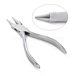 Carbon Steel Jewelry Pliers, Round Needle Nose Pliers Hand Tools, Platinum, 150x50x15mm(PT-Q003-3)