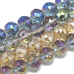 Electroplate Glass Beads Strands, Rainbow Plated, Faceted, Round, Mixed Color, 19~20mm, Hole: 2mm, about 30pcs/22 inch(EGLA-S166-20mm-M)
