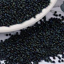 MIYUKI Round Rocailles Beads, Japanese Seed Beads, 15/0, (RR452) Metallic Dark Blue Iris, 1.5mm, Hole: 0.7mm, about 5555pcs/10g(X-SEED-G009-RR0452)