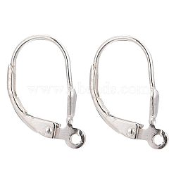 925 Sterling Silver Leverback Hoop Earring Findings, Silver, 16x9x3mm, Hole: 1mm(STER-A002-181)