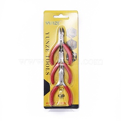 45# Carbon Steel Jewelry Tool Sets: Round Nose Plier, Side Cutting Plier and Long Chain Nose Plier, Red, 22.5x8x1.5cm, 3pcs/set(PT-R004-03)
