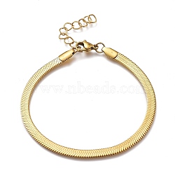 Unisex 304 Stainless Steel Herringbone Chain Bracelets, with Lobster Claw Clasps, Golden, 7 inch(17.9cm), 4.3mm(X-BJEW-O177-01A-G)