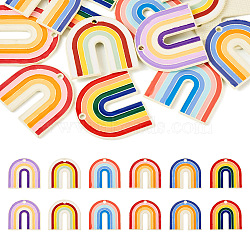 12Pcs 6 Style Spray Painted Alloy Enamel Pendants, Rainbow Charm, Mixed Color, 26x27x1.5mm, Hole: 2mm, 2pcs/style(ENAM-TA0001-67)