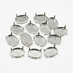 201 Stainless Steel Sew on Prong Settings, Claw Settings for Pointed Back Rhinestone, Oval, Stainless Steel Color, Tray: 9x7mm, 9x7.5x5mm, Hole: 1mm(STAS-T032-03-8x10mm)