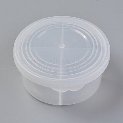 Plastic Bead Containers, 4 Compartments, Flat Round, Clear, 7.4x7.4x3.9cm(CON-TAC0001-02)