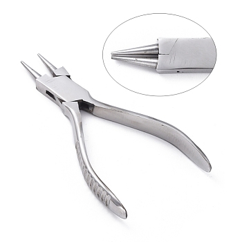 Carbon Steel Jewelry Pliers, Round Needle Nose Pliers Hand Tools, Platinum, 150x50x15mm