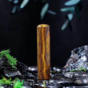 Natural Tiger Eye Column Display Decorations, Figurine Home Decoration, Reiki Energy Stone for Healing, 59x14mm