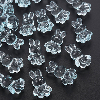 Transparent Acrylic Beads, Rabbit, Light Blue, 24.5x14.5x11mm, Hole: 2.5mm, about 300pcs/500g