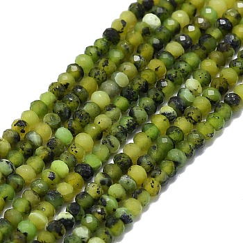 Natural Jade Beads Strands, Faceted, Rondelle, 2x1.2~1.5mm, Hole: 0.5mm, about 293~300pcs/strand, 15.35~15.43 inch(39~39.2cm)
