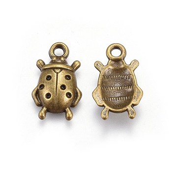 Tibetan Style Alloy Pendants, Lead Free, Nickel Free and Cadmium Free, Antique Bronze, Ladybug, 17.5x11x4mm, Hole: 2mm, about 750pcs/kg