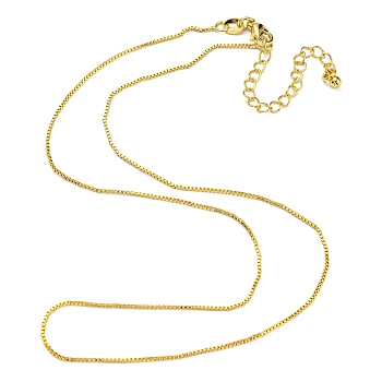 Long-Lasting Plated Brass Box Chain Necklaces for Women, Cadmium Free & Lead Free, Real 18K Gold Plated, 15.87 inch(40.3cm)