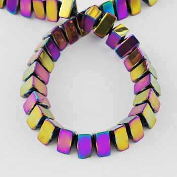 Non-magnetic Synthetic Hematite Beads Strands, Grade A, Triangle, Multi-color Plated, 7x8x4mm, Hole: 1mm
