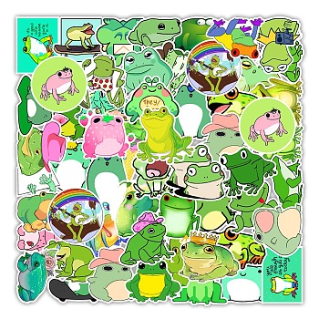 PVC Adhesive Stickers, for Suitcase, Skateboard, Refrigerator, Helmet, Mobile Phone Shell, Frog Pattern, 5~8x5~8cm, 50pcs/bag