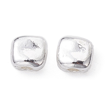 Alloy Beads, Long-Lasting Plated, Square, Silver, 5x5.5x3.5mm, Hole: 1.6mm