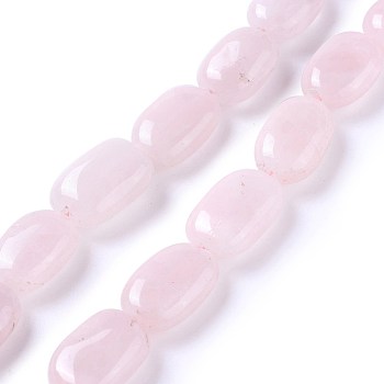Natural Rose Quartz Beads Strands, Oval, 16~18x10~12x6~8mm, Hole: 1.5mm, about 23~25pcs/strand, 15.35 inch(39cm)