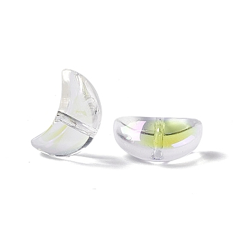 Electroplate Glass Bead, Crescent Moon, Light Khaki, 9x14x6mm, Hole: 1.2mm