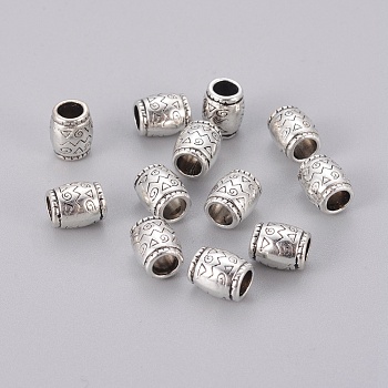 Tibetan Style Spacer Beads, Lead Free & Cadmium Free & Nickel Free, Column, Antique Silver, about 6.5mm in diameter, 8mm long, hole: 4mm