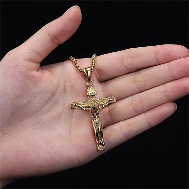 Cross Pendant Necklace with Jesus Crucifix Religious Necklace Sacrosanct Charm Neck Chain Jewelry Gift for Birthday Easter Thanksgiving Day(JN1109B)-3