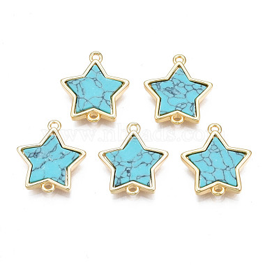 Real 18K Gold Plated Dark Turquoise Star Brass Links